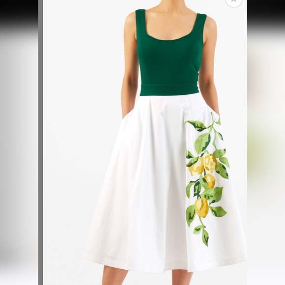 eshakti Dresses & Skirts - Eshakti Enbellished Limes Mixed Media Dress